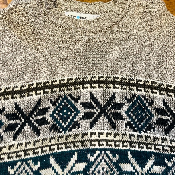Vintage New Era Fair Isle Knit Sweater USA Made L - Picture 7 of 9